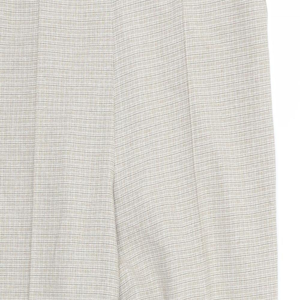 M&S Womens Beige Check  Trousers  Size 14 L25 in