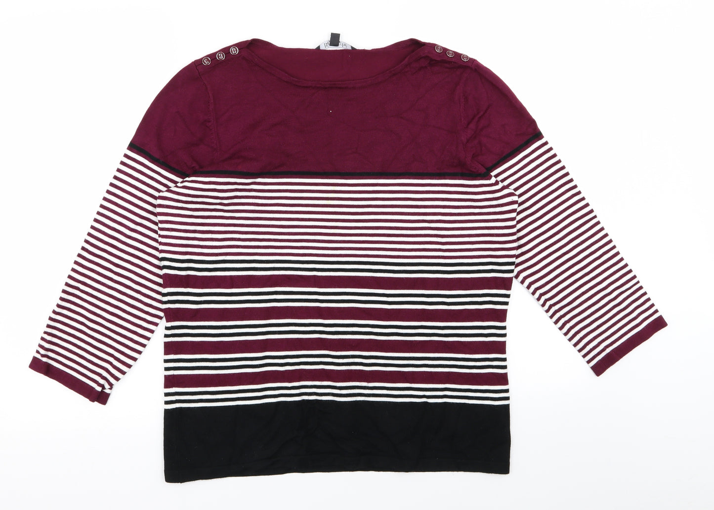 Bonmarché Womens Multicoloured Striped  Basic T-Shirt Size 12