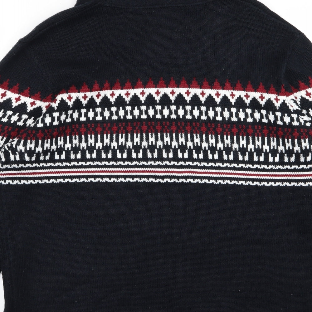 M&Co Mens Black Geometric  Pullover Jumper Size L