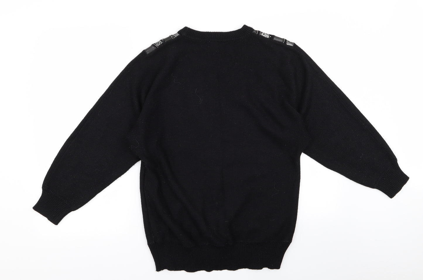 sanco Womens Black Geometric  Pullover Jumper Size M