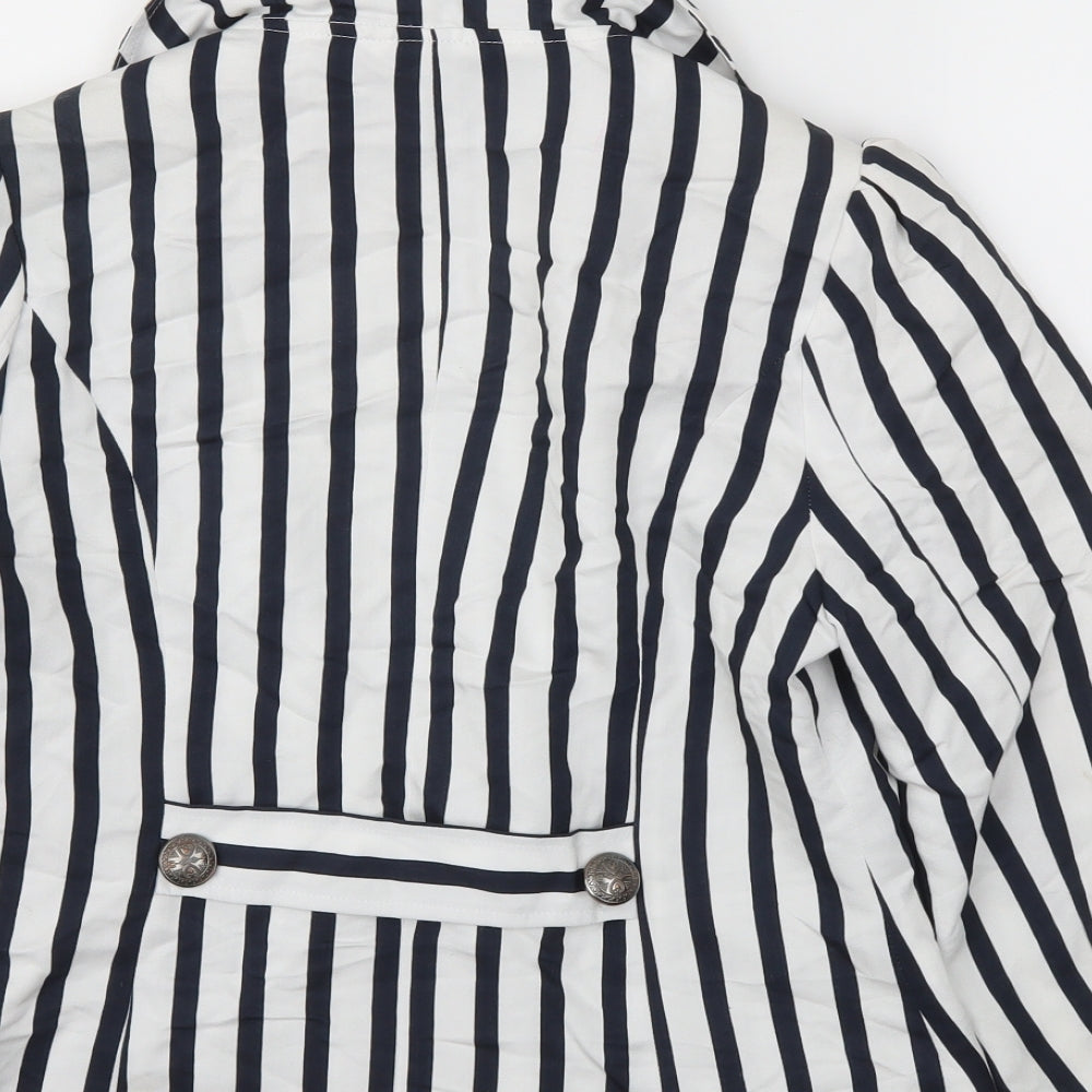 Zuppe Womens Blue Striped  Jacket Blazer Size 12