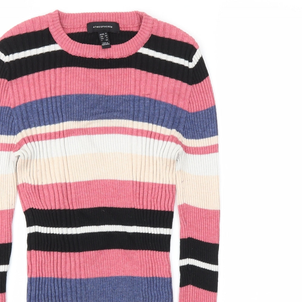 Primark Womens Pink Striped  Basic T-Shirt Size 12