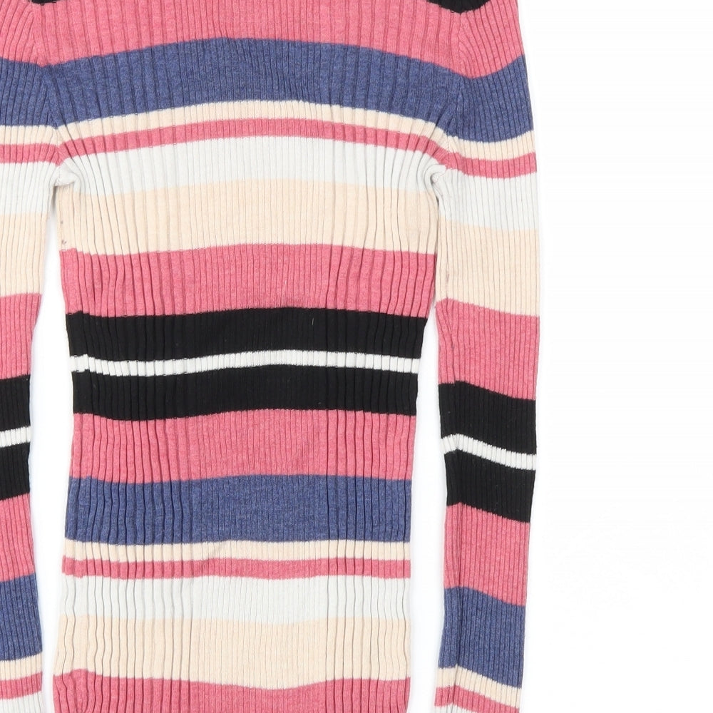 Primark Womens Pink Striped  Basic T-Shirt Size 12