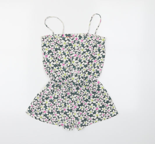 Front view of YD girls’ multicoloured floral jumpsuit one-piece, size 9-10, years