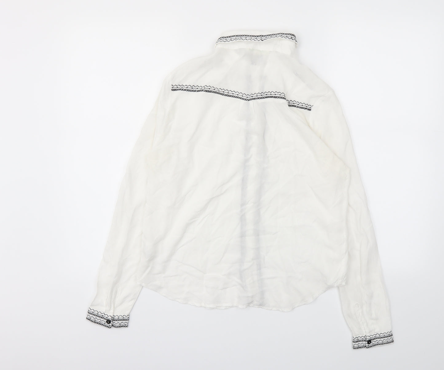 Preworn Womens White Houndstooth  Basic T-Shirt Size M