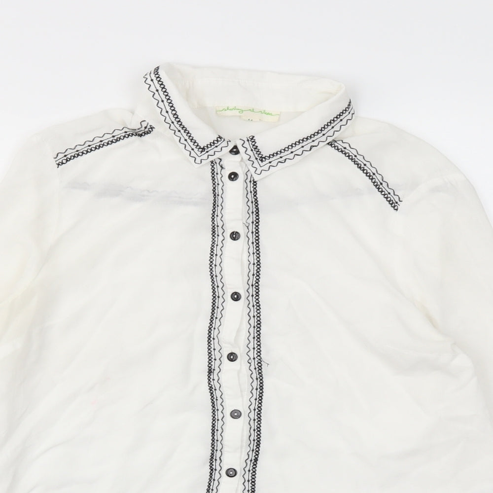 Preworn Womens White Houndstooth  Basic T-Shirt Size M