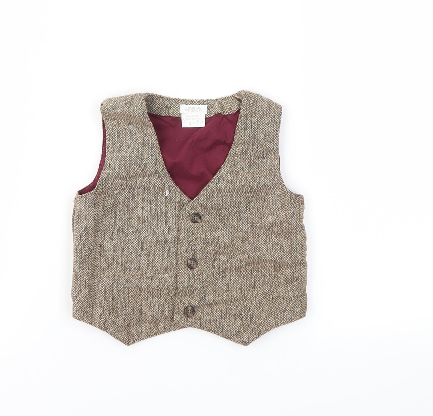 mamas & papas Boys Brown   Basic Jacket Waistcoat Size 9-12 Months