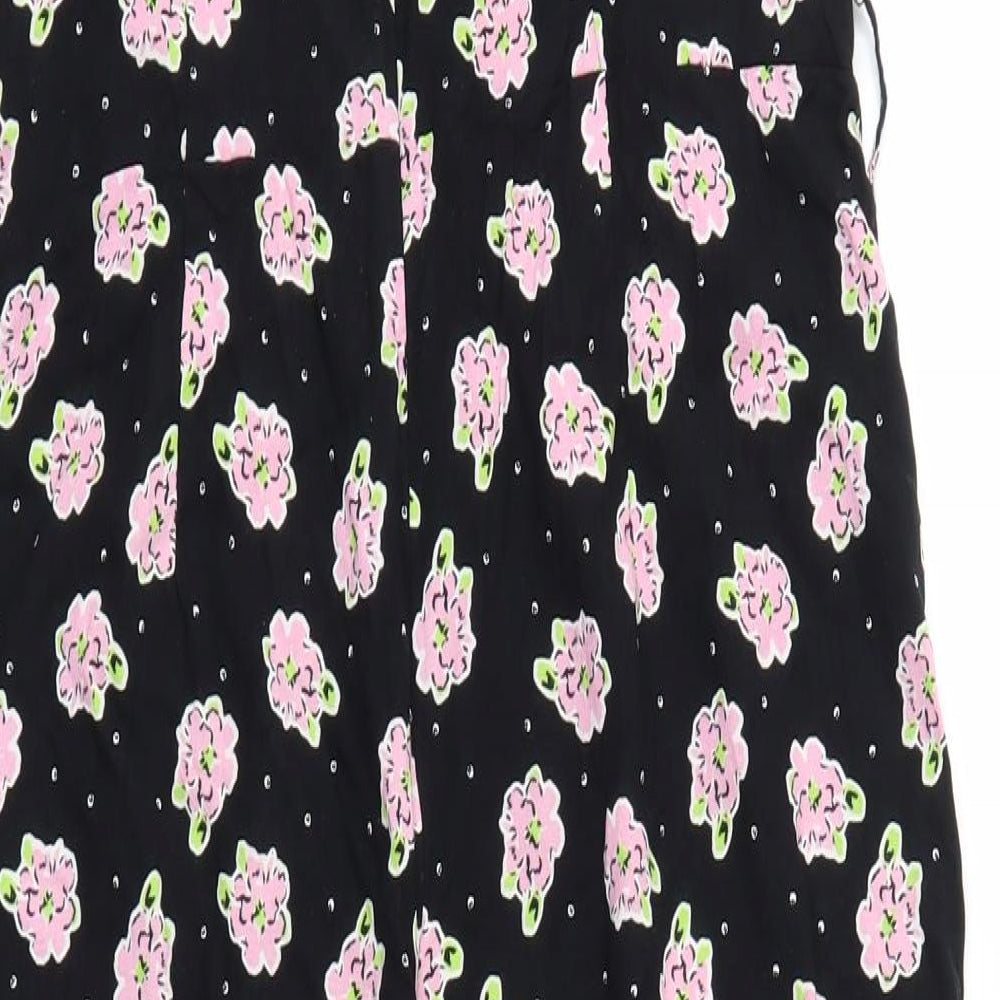 TU Womens Black Floral  Jumpsuit One-Piece Size 16 L19 in