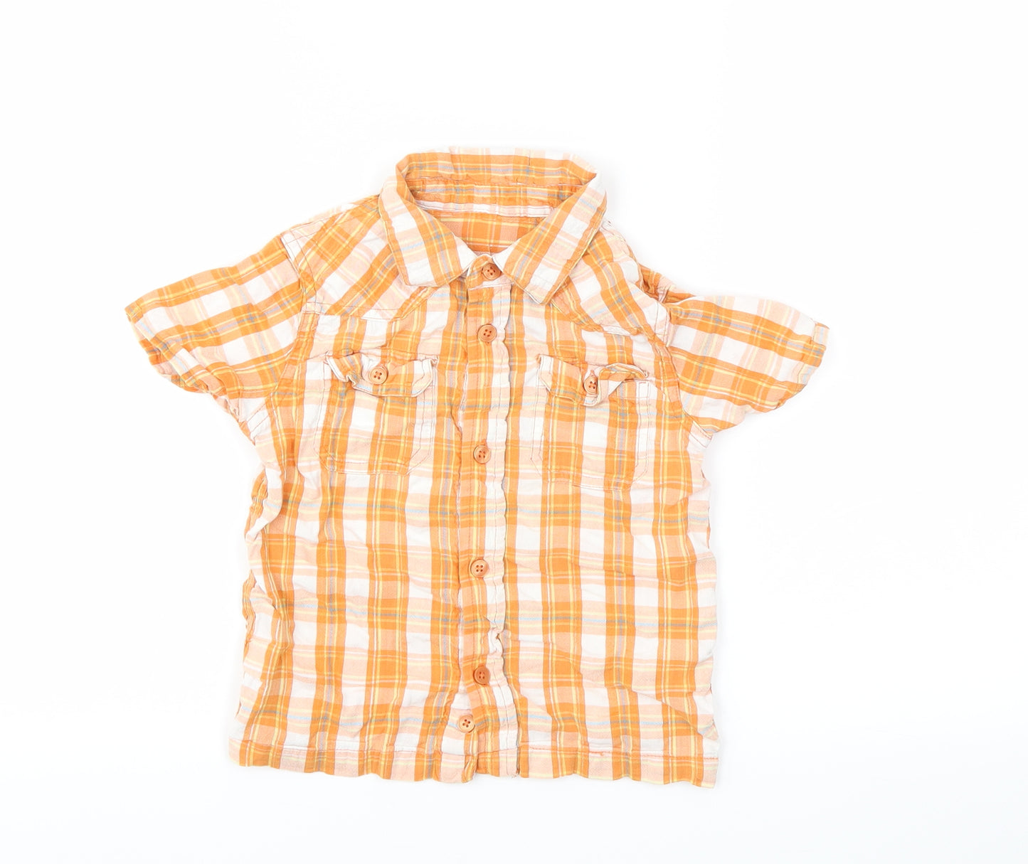 M Boys Orange Check  Basic T-Shirt Size 2 Years