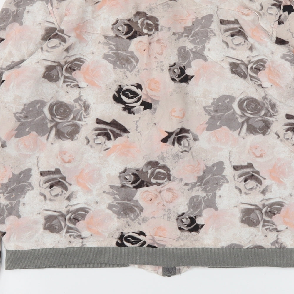 Preworn Womens Pink Floral  Full Zip Jumper Size S