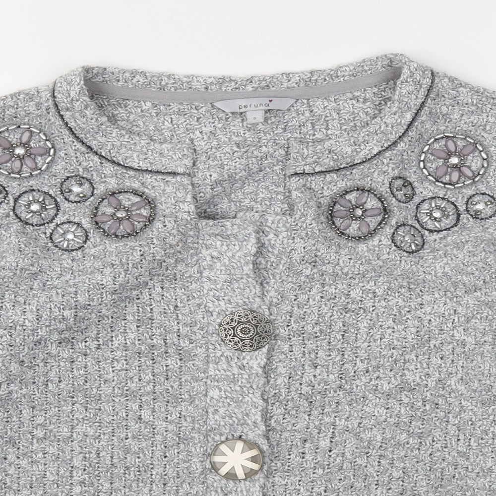 Per Una Womens Grey Floral  Cardigan Jumper Size S