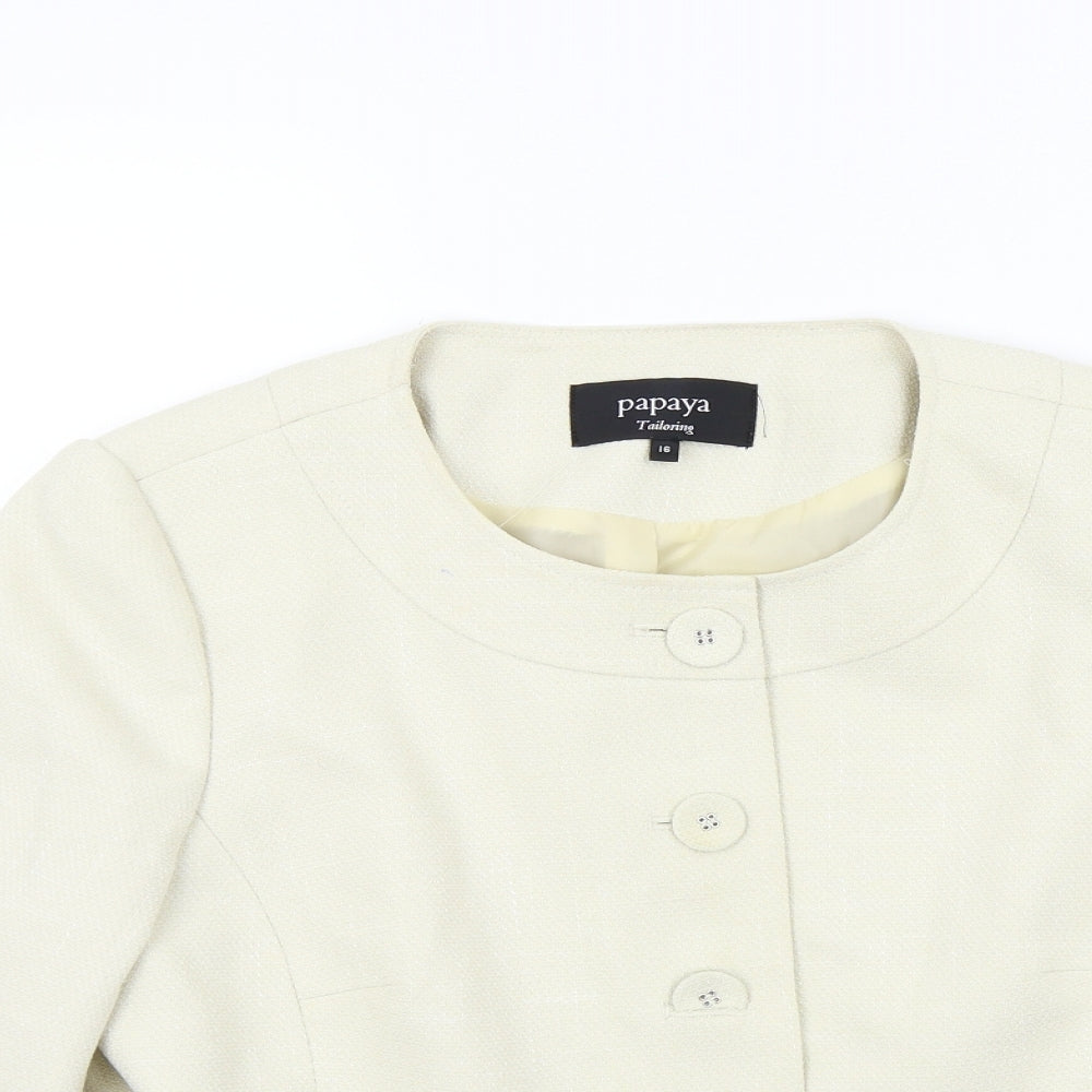 Papaya Womens Beige   Jacket Blazer Size 16