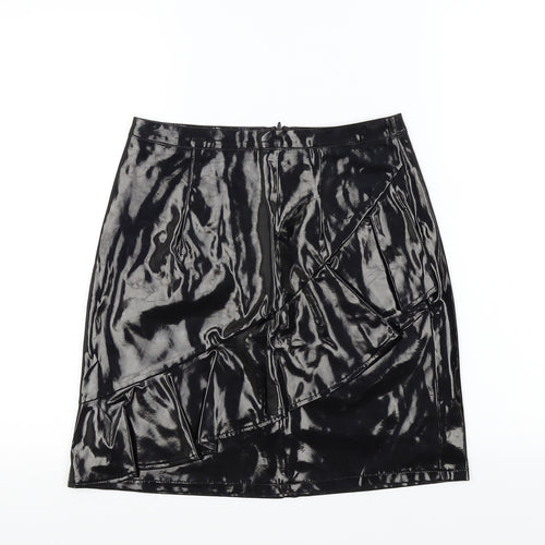 MAD BUT MAGIC Womens Black   A-Line Skirt Size S  - Frill Detail