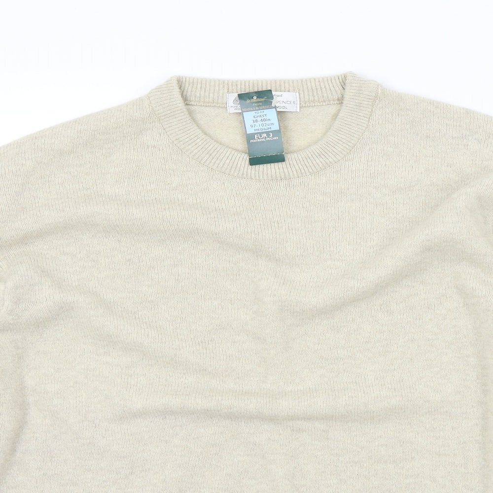 M&S Mens Beige   Henley Jumper Size M