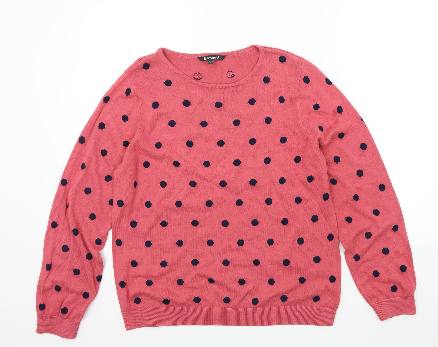 Bonmarché Womens Pink Polka Dot  Pullover Jumper Size 16