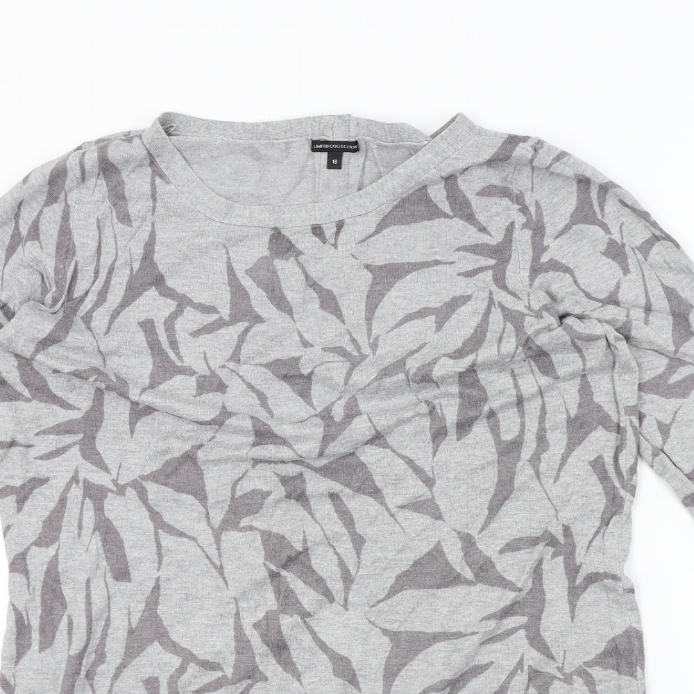 M&S Womens Grey Geometric  Pullover Jumper Size 18