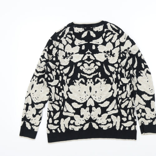 Papaya Womens Black Geometric  Pullover Jumper Size M  - Sparkle