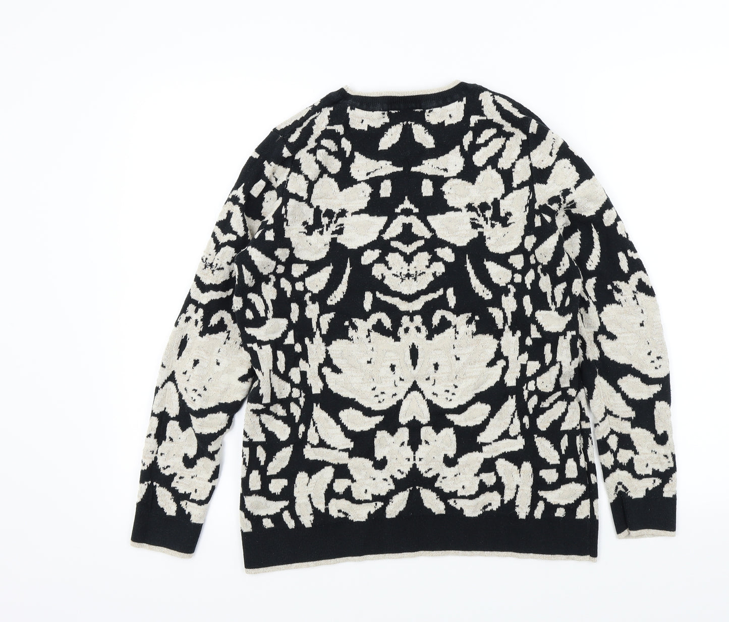 Papaya Womens Black Geometric  Pullover Jumper Size M  - Sparkle