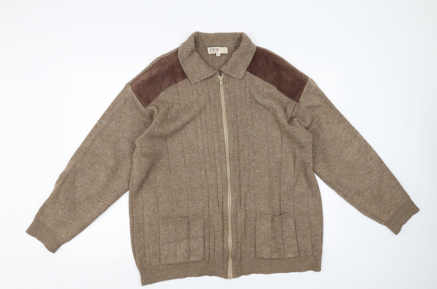 EWM Mens Brown   Full Zip Jumper Size L