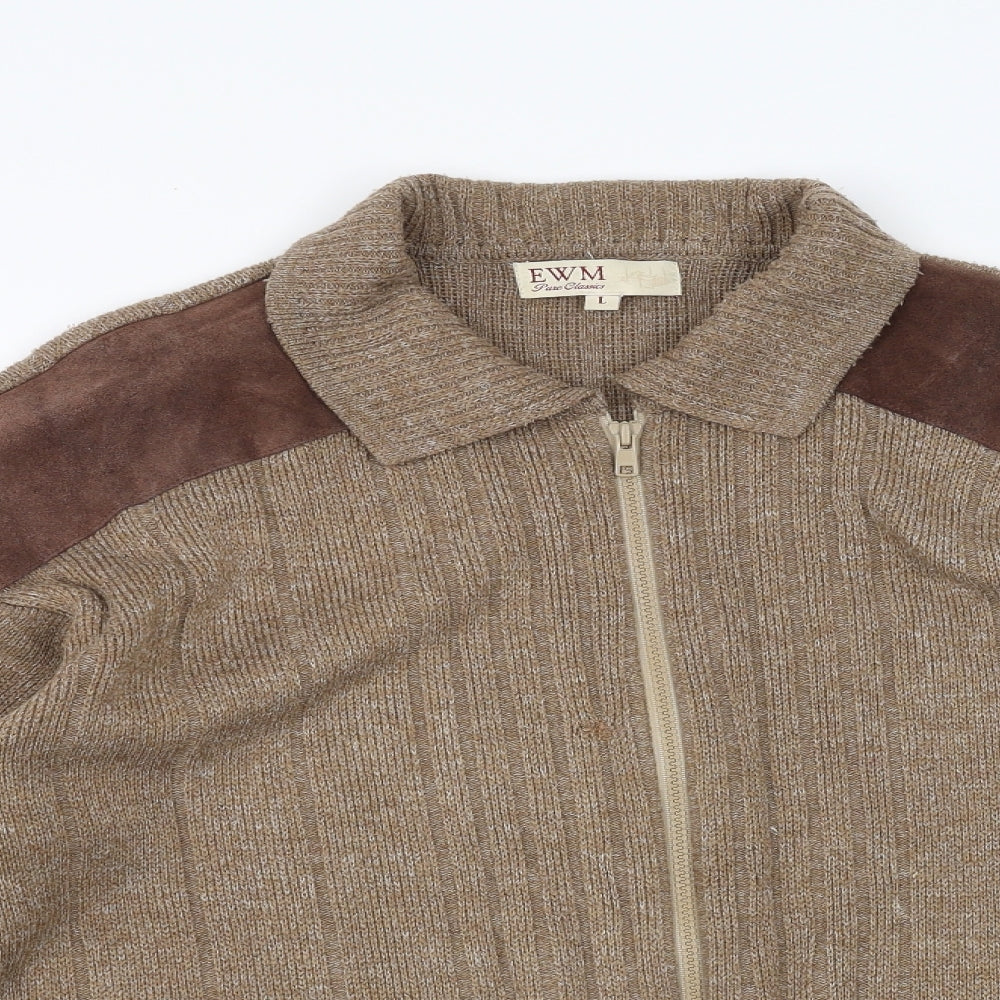 EWM Mens Brown   Full Zip Jumper Size L