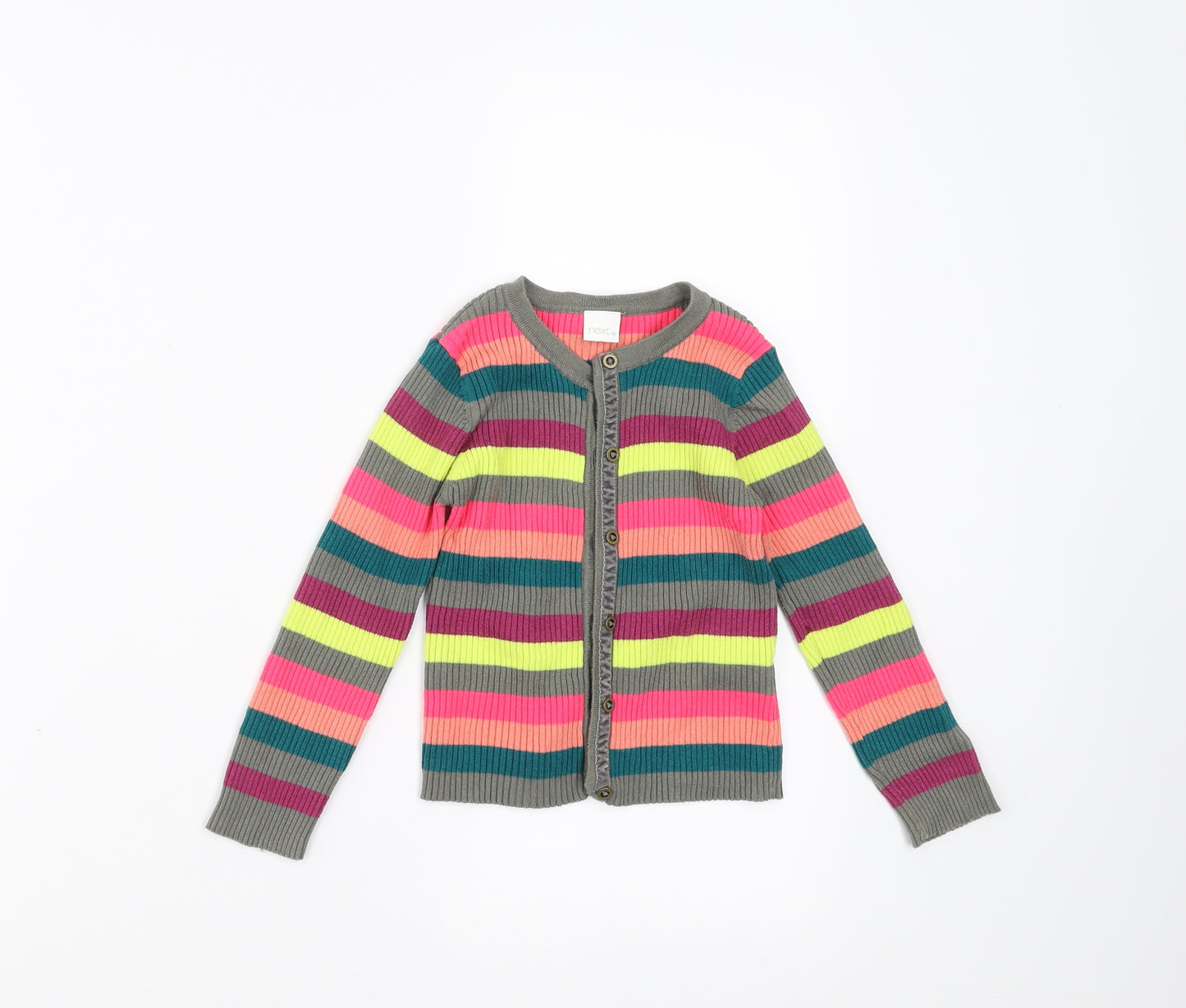 NEXT Girls Multicoloured Striped  Cardigan Jumper Size 4-5 Years