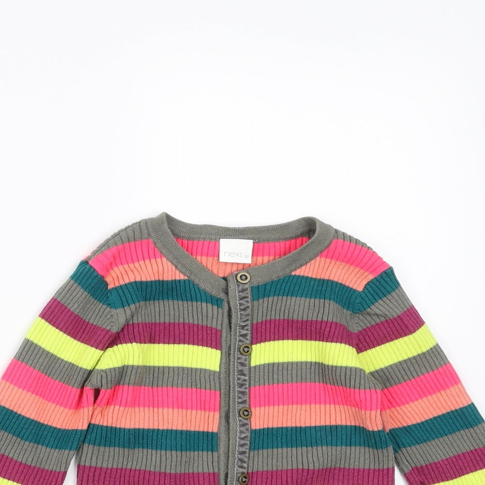 NEXT Girls Multicoloured Striped  Cardigan Jumper Size 4-5 Years
