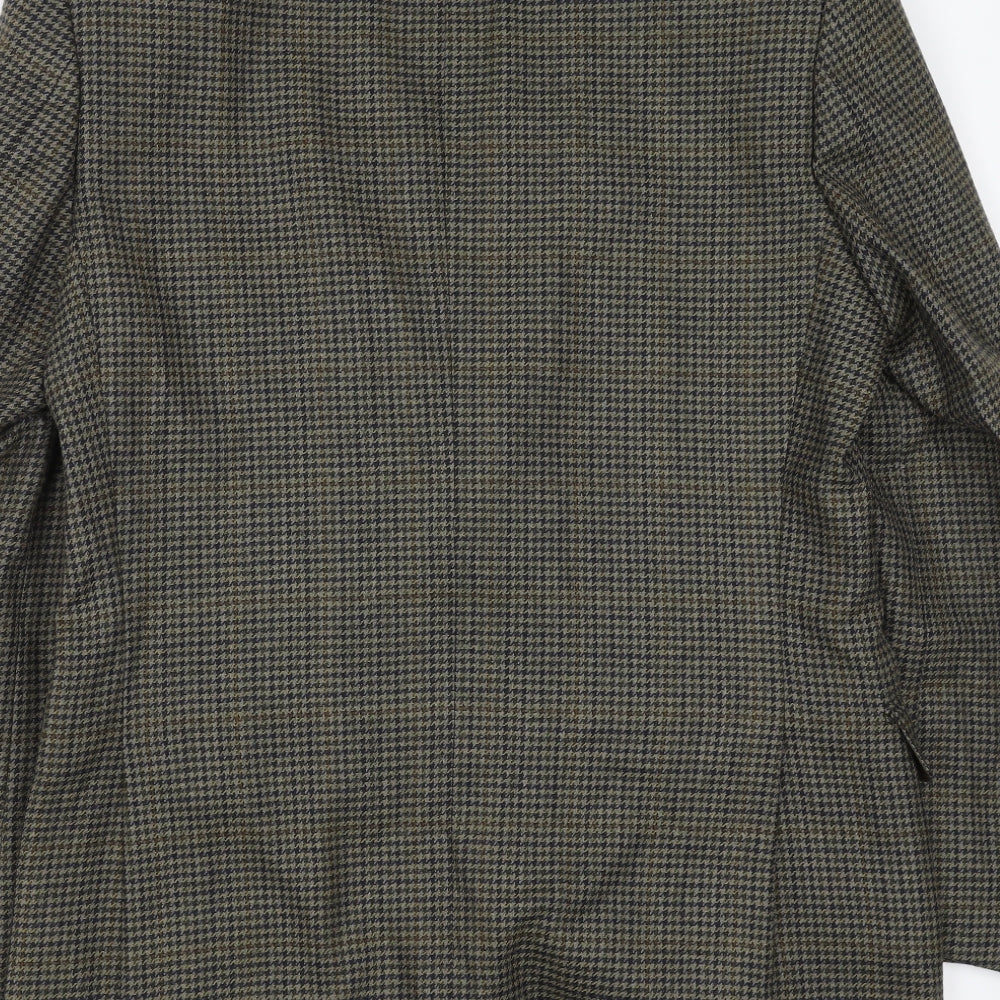 Marks and Spencer Mens Brown Houndstooth  Jacket Suit Jacket Size 38  - Long Length