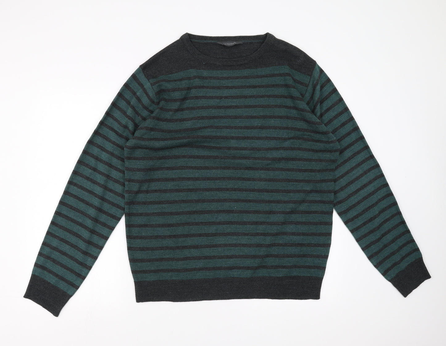 Cedar Wood State Mens Green Striped  Pullover Jumper Size XL