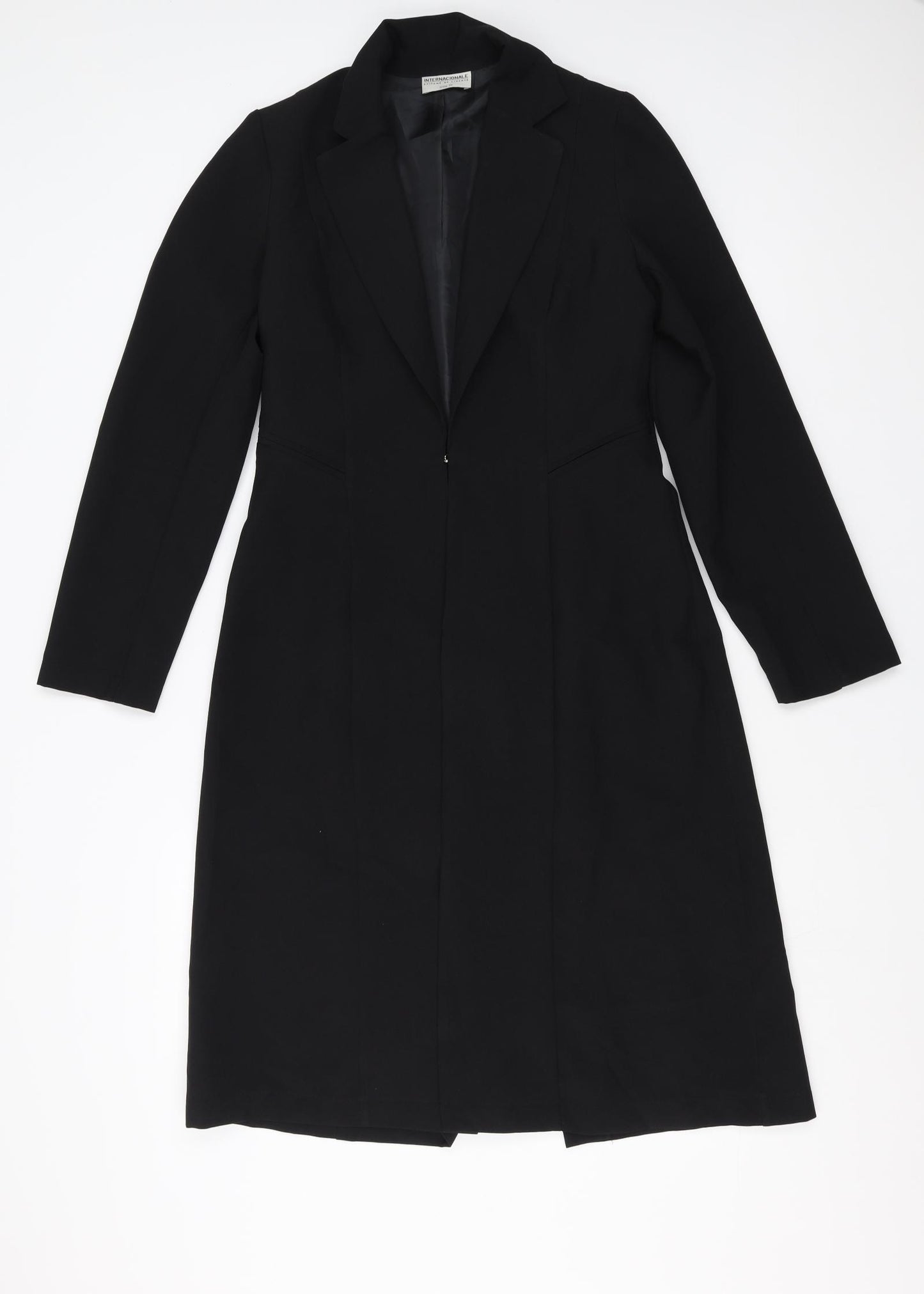Internationale  Womens Black   Overcoat Jacket Size 10