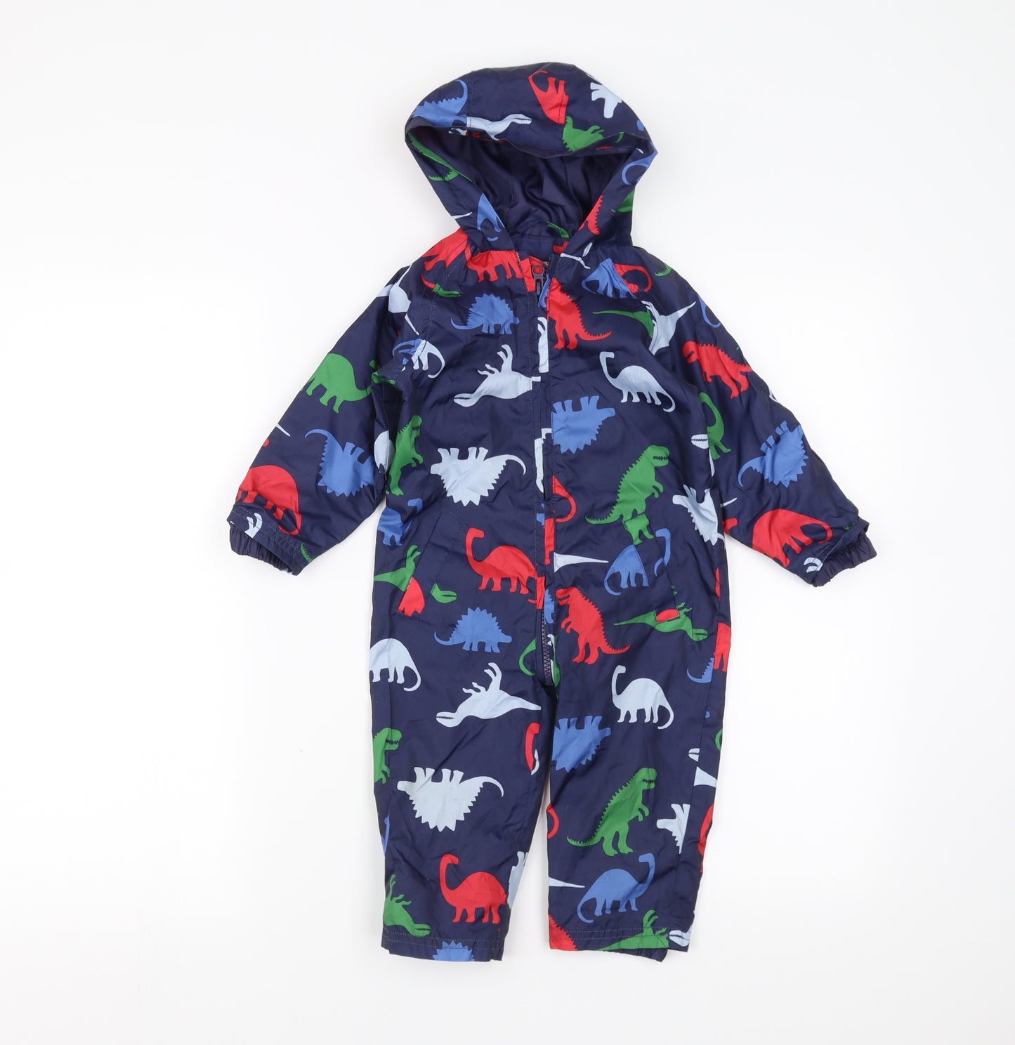 John Lewis Baby Blue   Rain Coat Jacket Size 9-12 Months  - Dinosaur Rain Suit