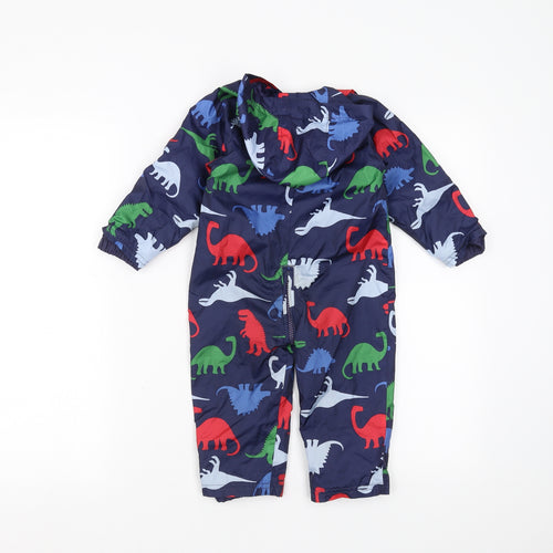John Lewis Baby Blue   Rain Coat Jacket Size 9-12 Months  - Dinosaur Rain Suit