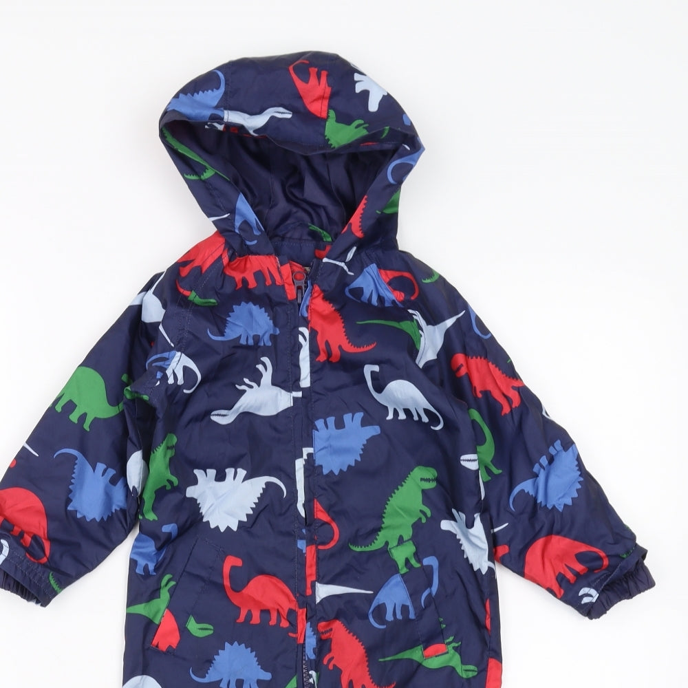 John Lewis Baby Blue   Rain Coat Jacket Size 9-12 Months  - Dinosaur Rain Suit
