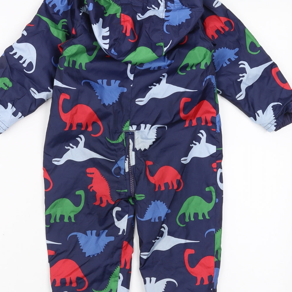 John Lewis Baby Blue   Rain Coat Jacket Size 9-12 Months  - Dinosaur Rain Suit