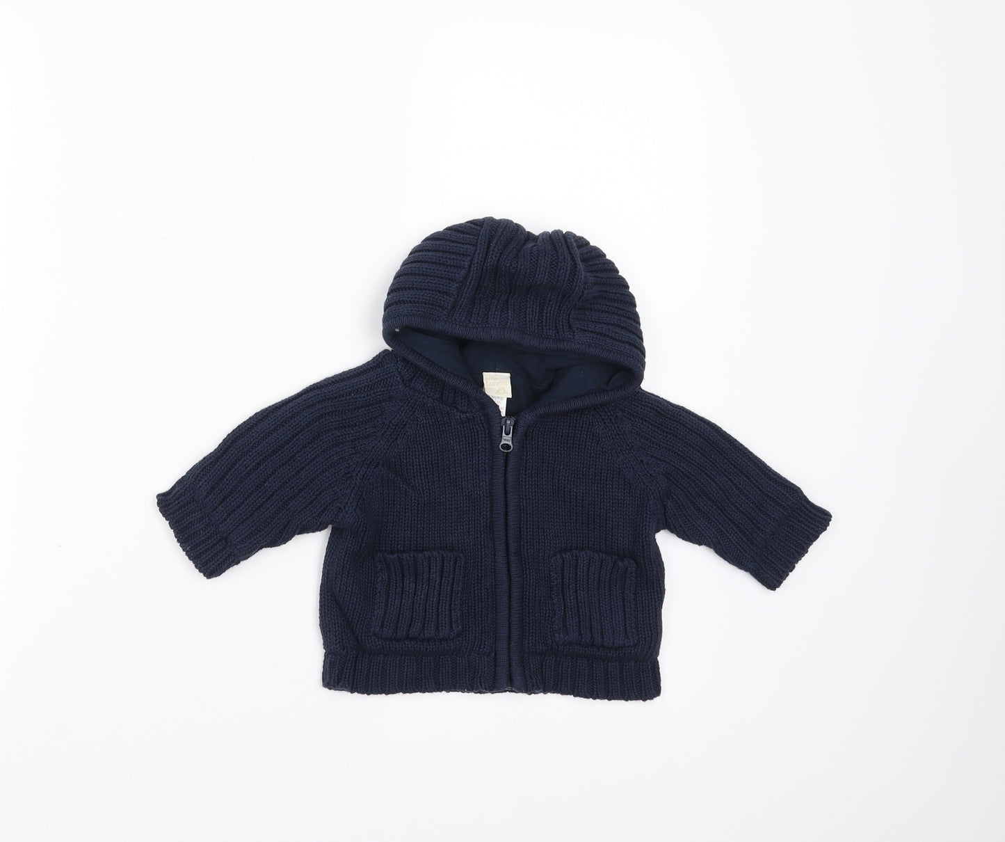 Little bundle Baby Blue  Knit Full Zip Jumper Size 0-3 Months  - hooded