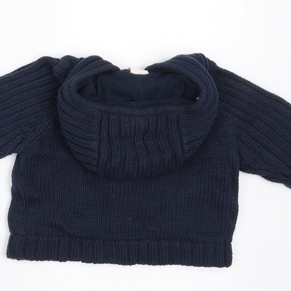 Little bundle Baby Blue  Knit Full Zip Jumper Size 0-3 Months  - hooded