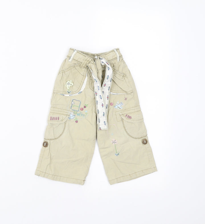 NEXT Girls Beige Trousers Size 9-12 Months - Embroidered detail