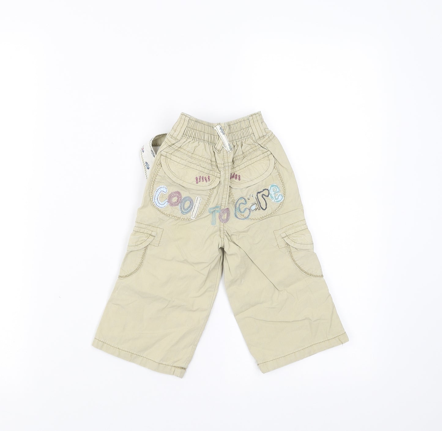NEXT Girls Beige    Trousers Size 9-12 Months  - Embroidered detail