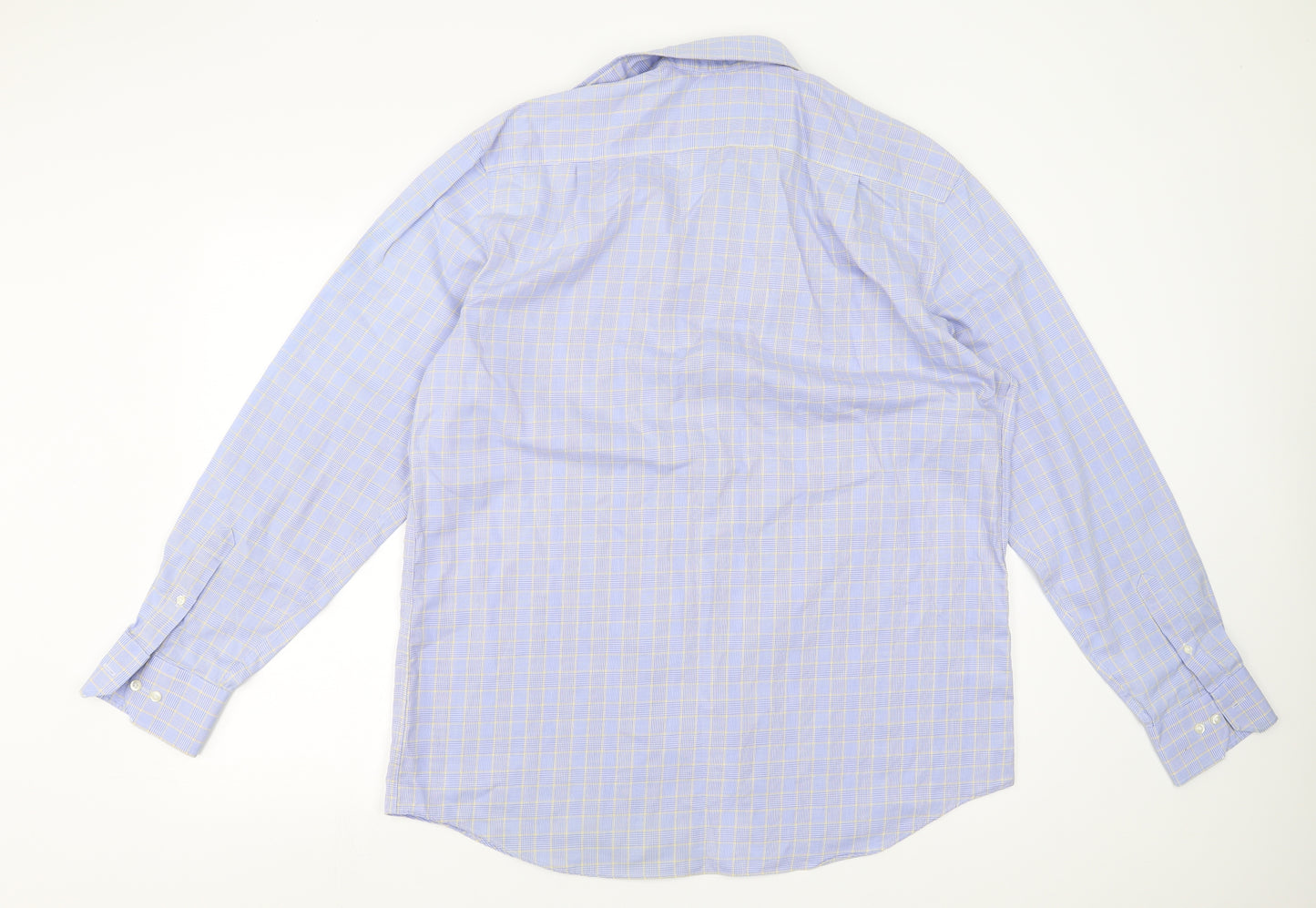 Marks and Spencer Mens Blue Check   Button-Up Size 16.5