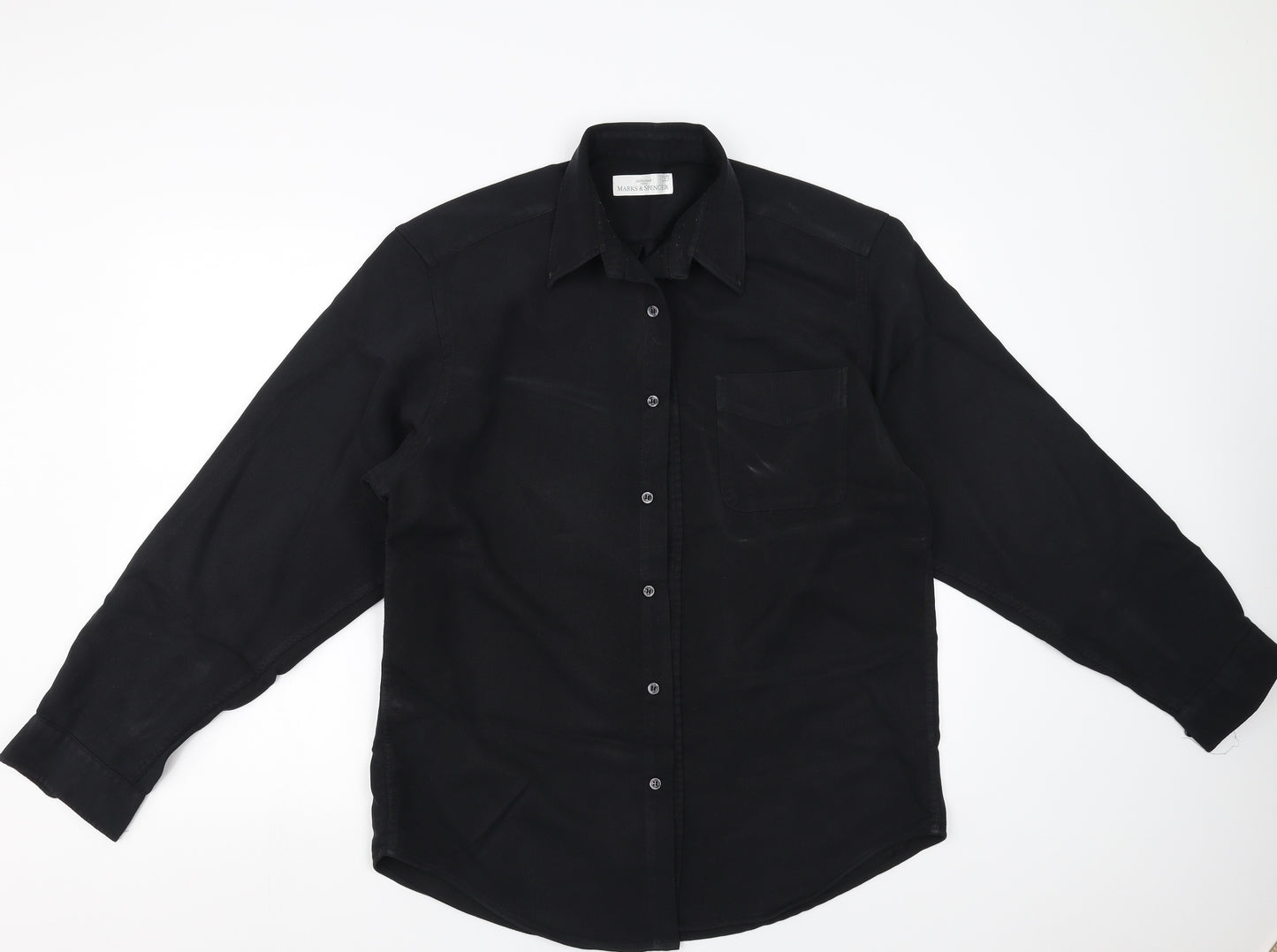 Marks and Spencer Mens Black    Button-Up Size M