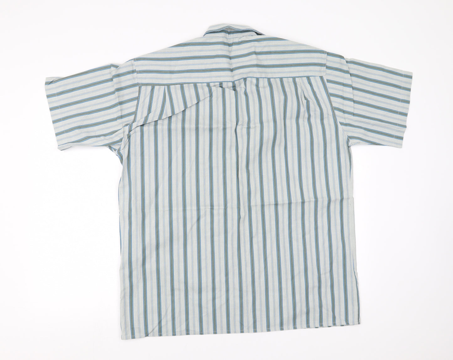 Marks and Spencer Mens Green Striped   Button-Up Size M