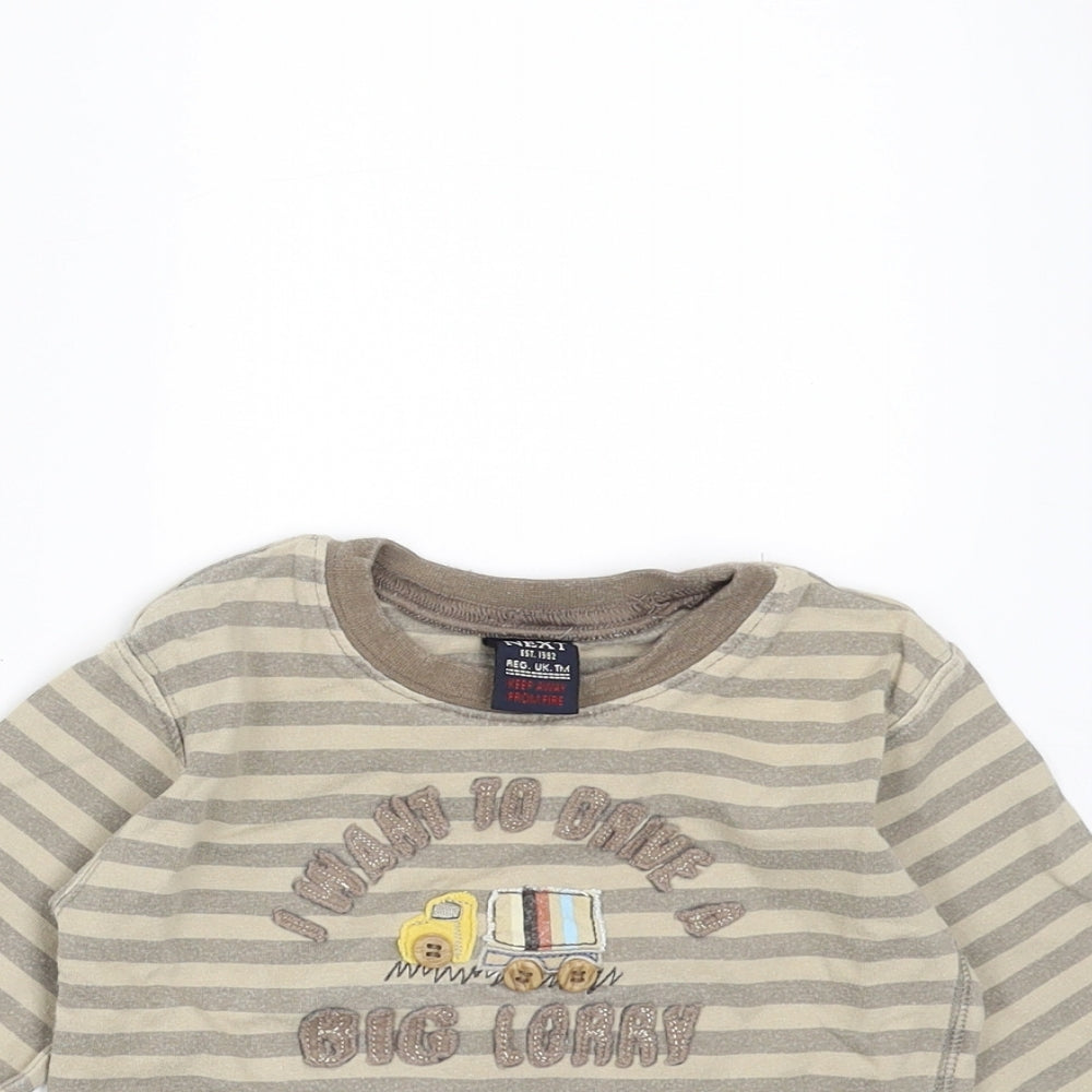 NEXT Boys Beige Striped  Basic T-Shirt Size 3-6 Months  - lorry