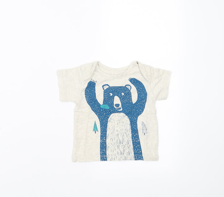 Marks and Spencer Boys Beige Basic T-Shirt Size 3-6 Months - bear