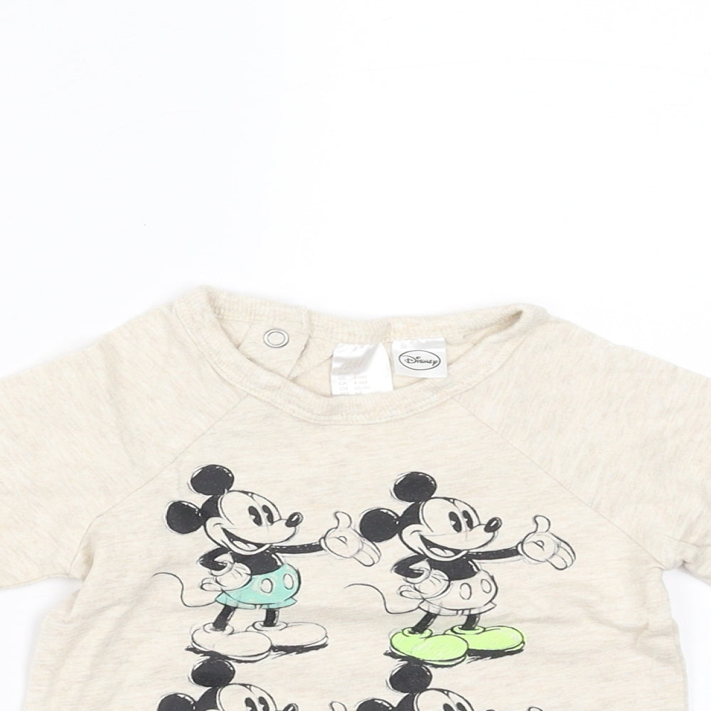 H&M Girls Beige   Basic T-Shirt Size 3-6 Months  - Mickey mouse
