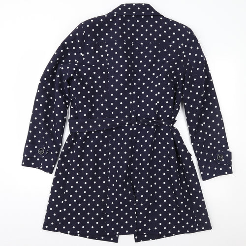 Bonmarché Womens Blue Polka Dot  Trench Coat Coat Size 14