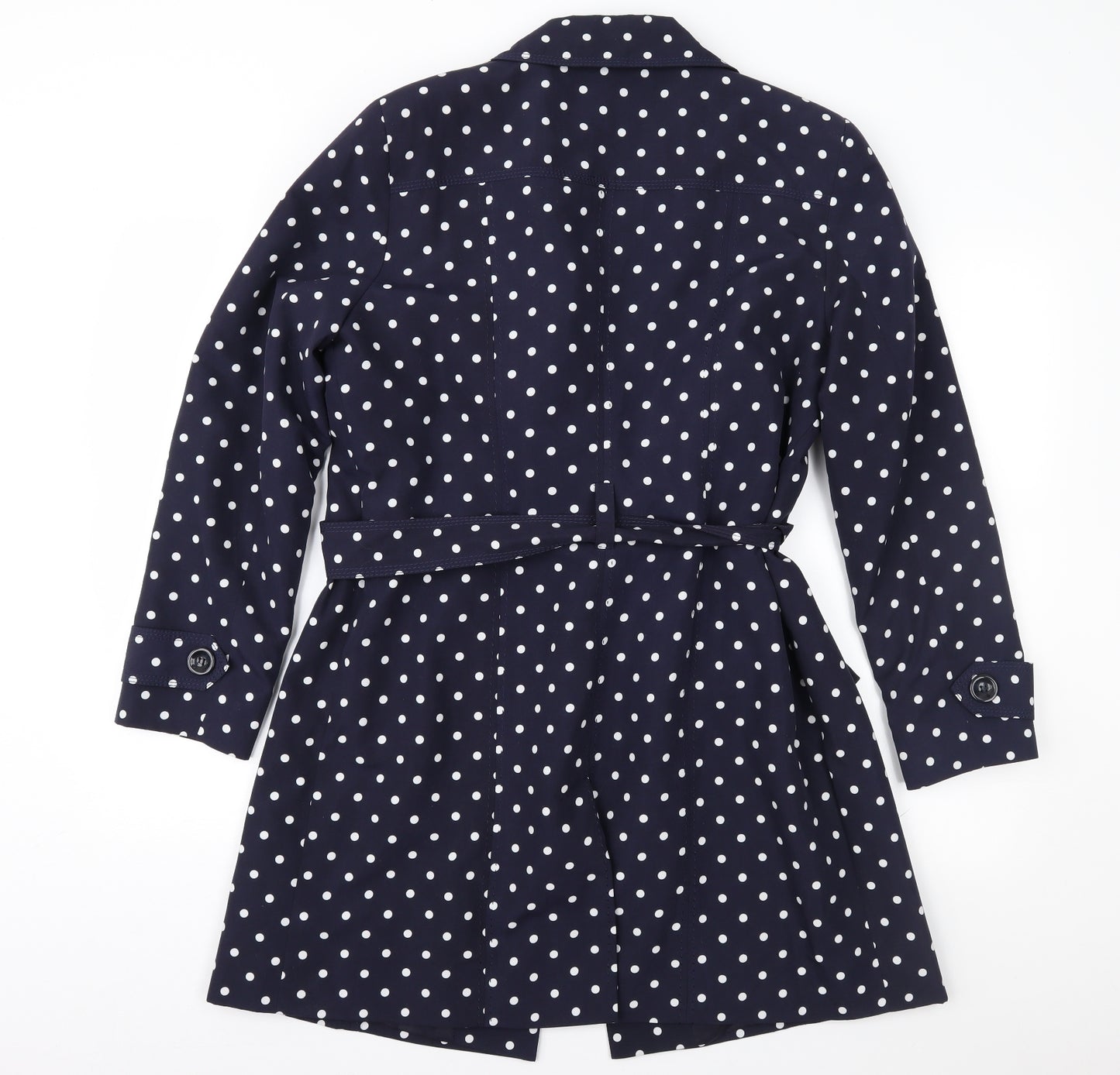 Bonmarché Womens Blue Polka Dot  Trench Coat Coat Size 14