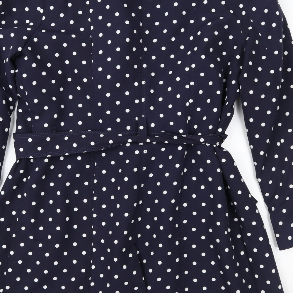 Bonmarché Womens Blue Polka Dot  Trench Coat Coat Size 14