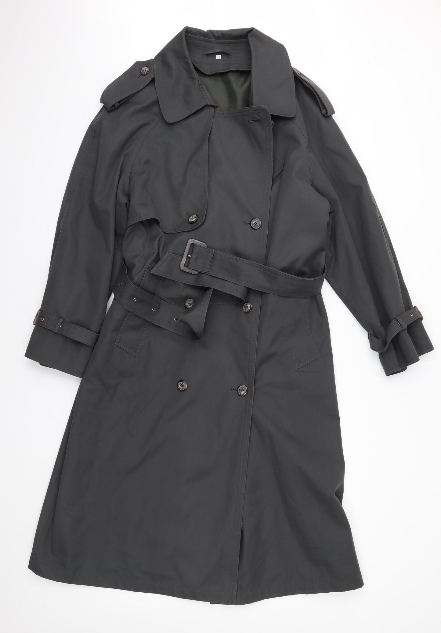 Preworn Womens Grey   Trench Coat Coat Size 12