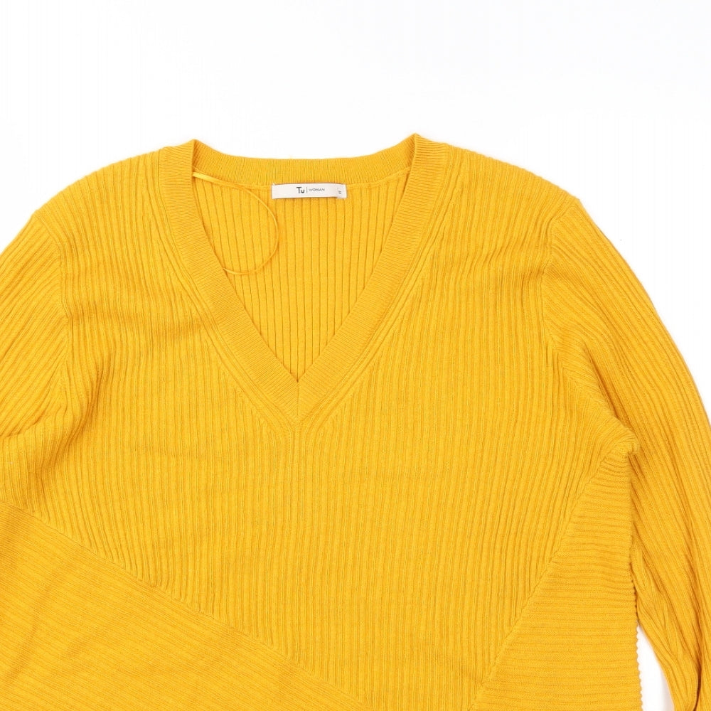 TU Womens Yellow   Pullover Jumper Size 12