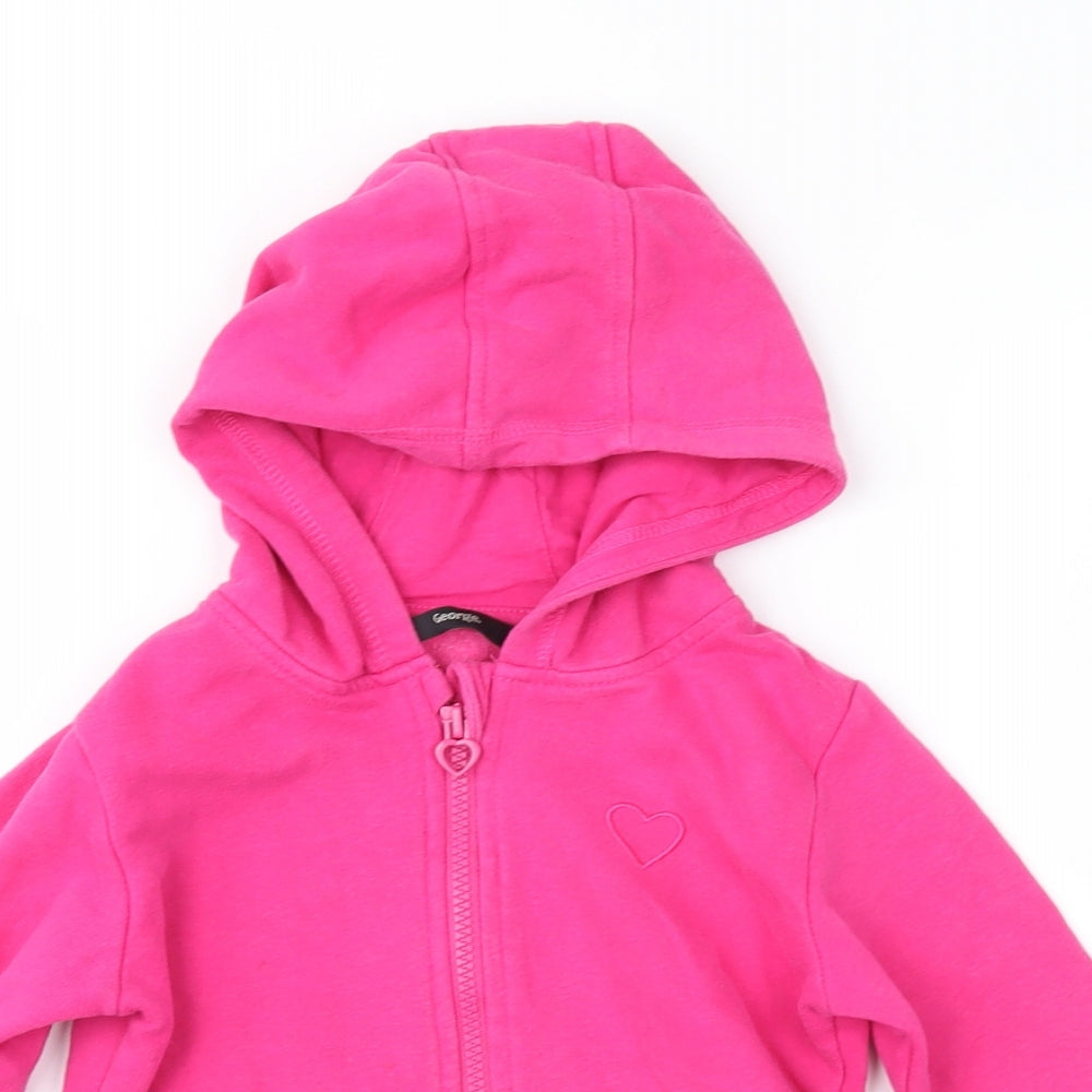 George Girls Pink   Full Zip Hoodie Size 4-5 Years