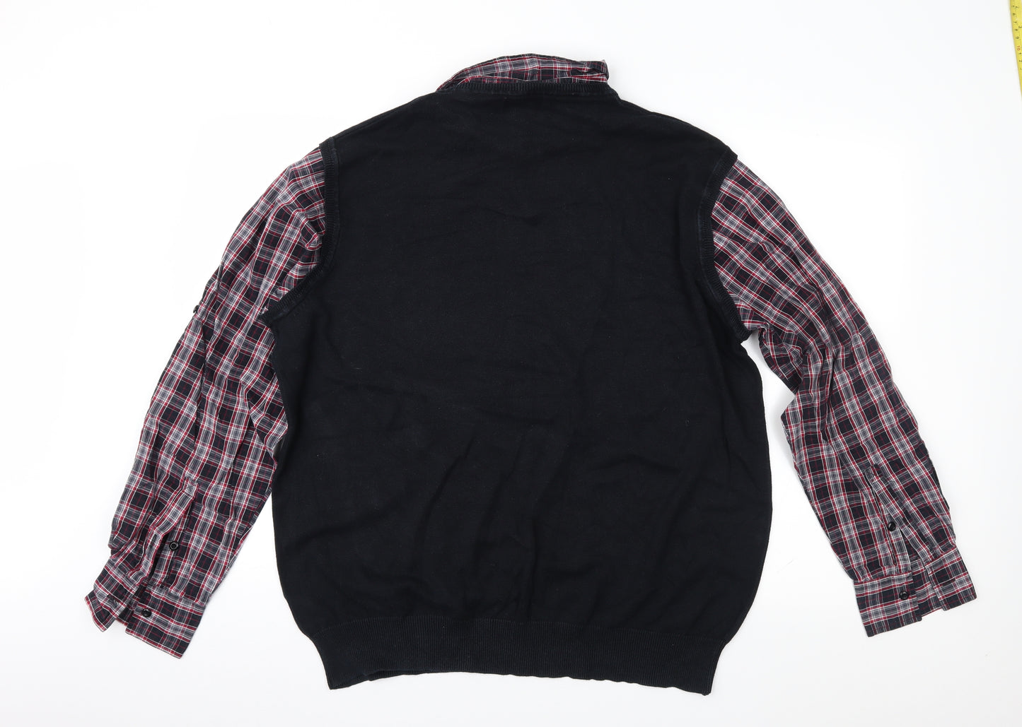 UrbanSpirit Mens Black Check  Pullover Jumper Size XL